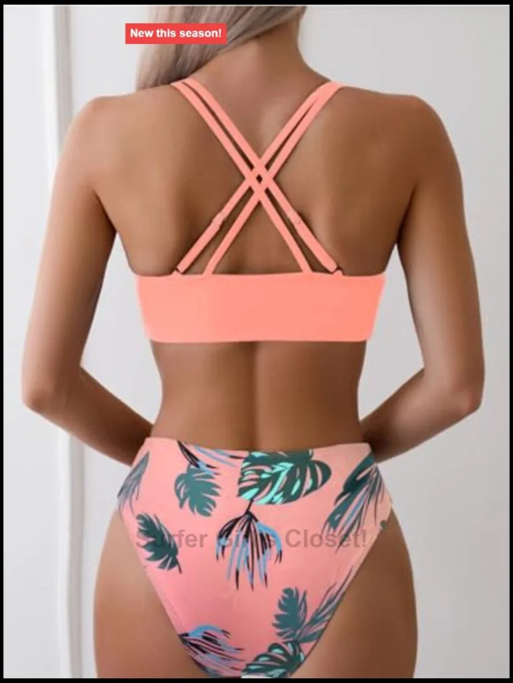 V Neck Bikini Sets Hollow Out Two Piece Cutout Mid Waist Bathing Suit